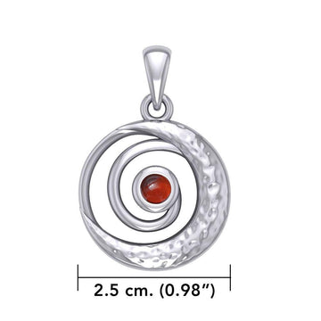 Peter Stone Spiral Silver Pendant with Crescent Moon And Gemstone TPD6179 - Jewelry